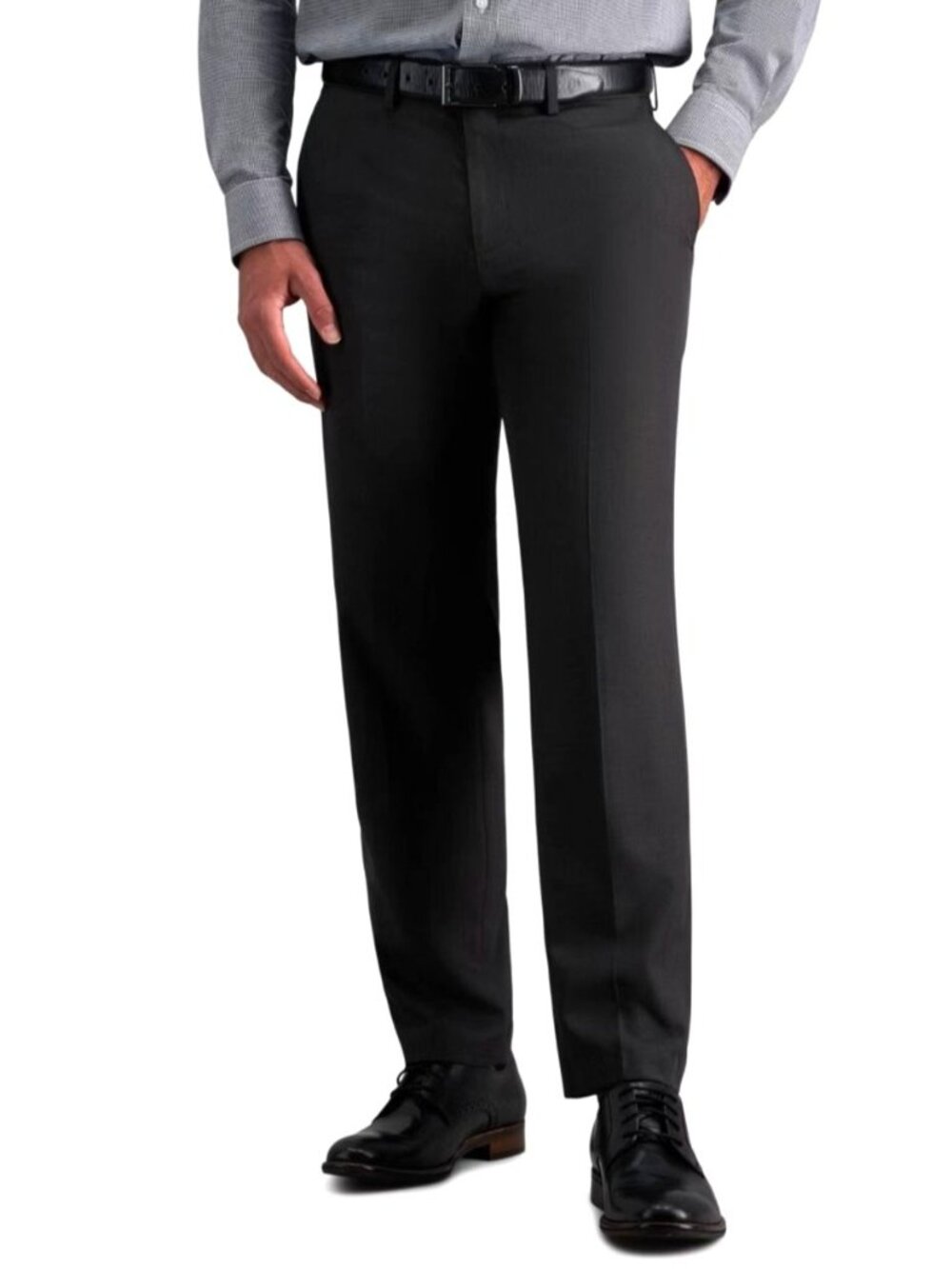 Haggar H26 Mens 32x30 Dress Pants Gray Modern Pleated Straight Stretch Classic